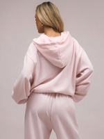 Ensemble de survêtement 2 pièces pour femme, rose, en mélange de coton, coupe oversize, avec sweat à capuche et pantalon de survêtement, fabrication OEM/ODM, faible MOQ
