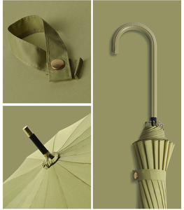 Của phụ nữ pastel tinh khiết màu Faux Leather 16K cong xử lý Windproof dài ô với không có điều khiển nhỏ giọt Hướng dẫn sử dụng - Product Image 5