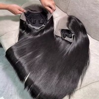 Perruque Lace Frontale en Cheveux Humains Vietnamiens Bruts Double Drawn Ultra-Lisses, Haute Qualité, avec Dentelle HD, pour Femmes Noires