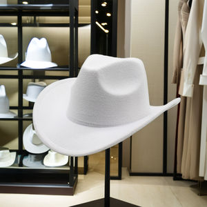 تخفيضات كبيرة مخصصة للجنسين من البوليستر بلون واحد من القطن للكبار في الهواء الطلق الرياضة راعية البقر قبعات قبعة فيدورا - Product Image 2