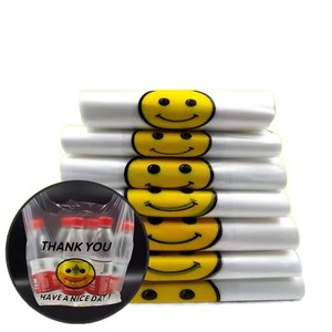 ถุงเสื้อยืดพลาสติกใส PE ขนาด 24*38 ซม. ลายหน้ายิ้ม เป็นมิตรกับสิ่งแวดล้อม ผลิตจากวัสดุรีไซเคิล ขนาดสั่งทำได้ เหมาะสำหรับซูเปอร์มาร์เก็ต - Product Image 6
