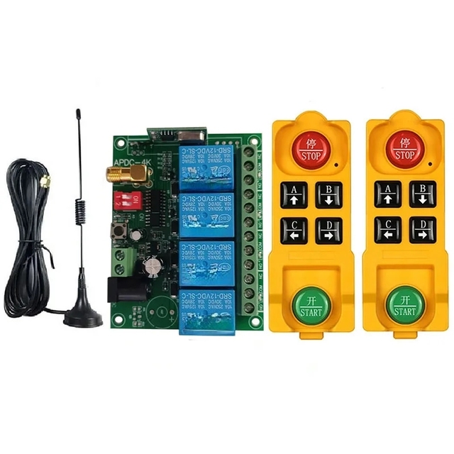 433MHZ DC12V 24V 4CH RF Wireless Control Switch Radio Receiver With 2000M Long Distance Remote controller Suckers antenna....