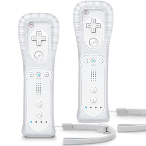 <span class=keywords><strong>Vente</strong></span> flash : lot de 2 manettes pour <span class=keywords><strong>Wii</strong></span> avec coque en silicone et dragonne, couleur blanche, sans fonction de détection de mouvement, manette sans fil <span class=keywords><strong>Wii</strong></span> - Product Image 2