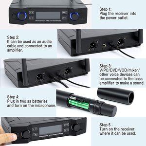 Micro không dây di động cho nhà karaoke đám cưới bài giảng Nhà thờ bên; cardioid Mô hình cực; làm bằng nhựa kim loại - Product Image 4