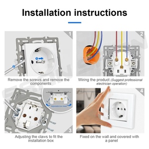 סַת סָר עיצוב חדש eu צרפתית 230v 16a כוח מובנה שקע חשמלי קיר נוכחי - Product Image 5