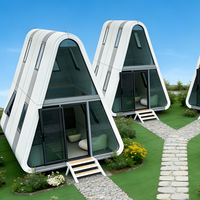 Casa de Dos Pisos con Estructura en A y Balcón, Casa Modular Prefabricada de Lujo para Resort, Glamping, Alquiler en Airbnb, Lista para Habitar