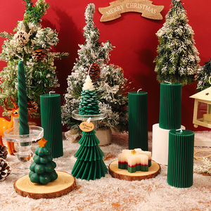Home Holiday Decoration Christmas Decorative <b>Candle</b> Aromatherapy Soy Wax Christmas Tree <b>Candle</b> Cylindrical Pillar <b>Candles</b> - Product Image 1