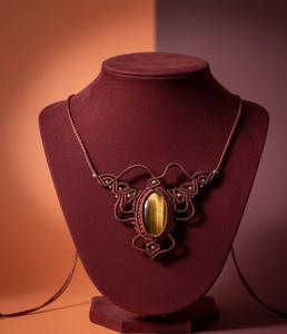 สร้อยคอเรขาคณิตโซ่ทองแดงทำด้วยมือหินธรรมชาติคลาสสิกสำหรับผู้หญิงดีไซน์ทันสมัยสำหรับใช้ในชีวิตประจำวันคอลเลกชันของขวัญงานเลี้ยง - Product Image 4