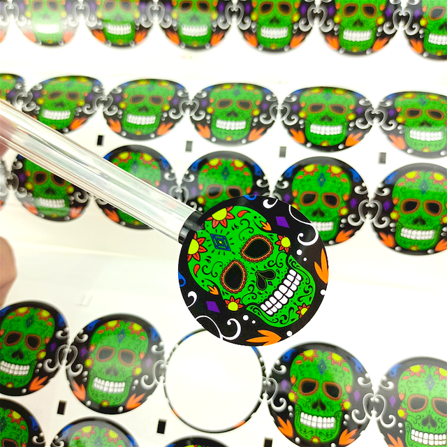 Custom Logo PVC Green Skeleton Sheet Sticker Day of the Dead Sugar Skull Label for Laptop Packaging Horror-Themed Stickers