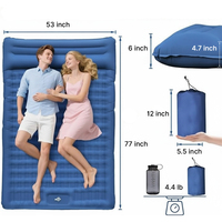 Matelas de camping gonflable double, taille Queen, 2 personnes, portable, moderne, pompe à pied intégrée, résistant à l'eau, étanche