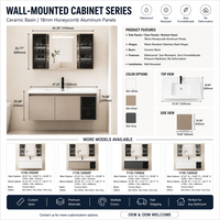 Meuble-lavabo en aluminium de 47,24 pouces avec miroir intelligent LED et armoire murale, ensemble de lavabo de salle de bain pour appartement, design moderne et luxueux