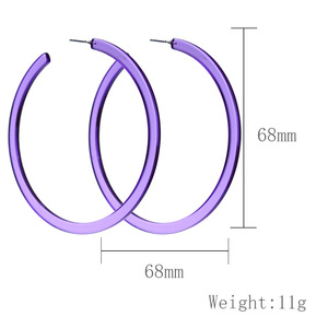 Fluorescent Acrylic <strong>Large</strong> <strong>Hoop</strong> Earrings Neon Color Summer Statement Earrings <strong>Hoop</strong> for Beach Party Club - Product Image 2