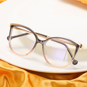 MS 92303 kim loại thời trang Cat Eye khung TR90 quang chống ánh sáng màu xanh kính Khung thời trang Thiết kế đầy màu sắc biểu tượng tùy chỉnh - Product Image 2
