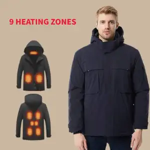 新款到货加热夹克，带电池组户外营地隔雪工作河豚防水男士加热夹克