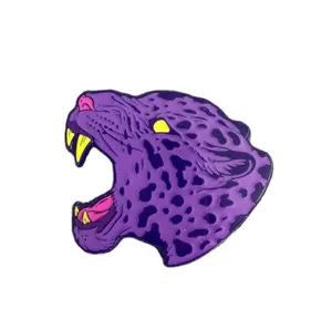 Custom Cool Purple Leopard Design Eye-catching Effect Color Dye Iron Hard Enamel Pins Professional Glow in Dark Gift Enamel Pins