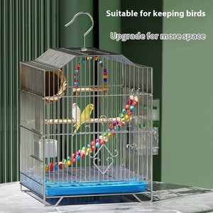 Budskin Luxury Large Metal Bird <span class=keywords><strong>Cage</strong></span> Patrón sólido y cierre de botón para loros y estorninos de peonía - Product Image 2