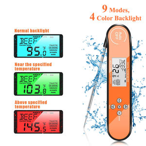 Digitale vleesthermometer met opvouwbare sonde IP66 waterdichte voedselthermometer met gesproken waarschuwing en aangepaste temperatuurinstelling - Product Image 2