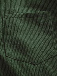 <span class=keywords><strong>Zaful</strong></span> เสื้อผ้าลูกฟูกสีเขียวเข้มของผู้ชาย2023เสื้อเชิ้ตผ้าลูกฟูกสีเขียวเข้มครึ่งกระดุมแขนยาวลำลองมีกระเป๋า100% ผ้าฝ้าย x ขนาดใหญ่ - Product Image 3