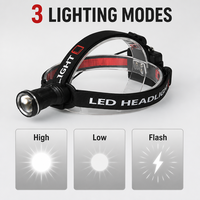 Lampe frontale LED rechargeable à 3 modes, zoom réglable, pour camping, randonnée, pêche, chasse, utilisation en extérieur et en cas d'urgence