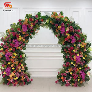 ดอกกุหลายสีชมพูสดใสซุ้มดอกกุหลาบสีเหลืองดอกกล้วยไม้โค้งสำหรับงานแต่งงานกลางแจ้งซุ้มจัดงานแต่งงาน - Product Image 6