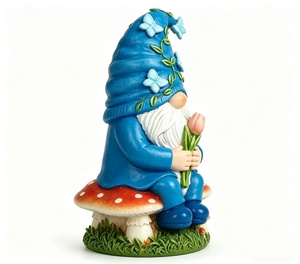 Figurine de gnome elfe suédois en résine, artisanat merveilleux, statue de gnome d'été personnalisée, décoration intérieure, cadeau, gnome de jardin tulipe - Product Image 3