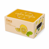 Boîte d'emballage en carton pour fruits avec motif citron imprimé et poignée pliable pour l'emballage de produits en gros
