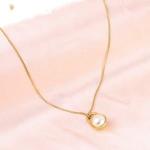 18K Gold Plated <b>Lock</b> Pendant <b>Necklace</b> Women Fashion Jewelry Pearl Charm Stainless Steel Chain Minimalist Elegant Locket <b>Necklace</b> - Product Image 2