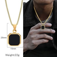 Collier pendentif en forme de cube géométrique en métal noir et blanc pour hommes, bijoux en acier inoxydable, style européen et américain