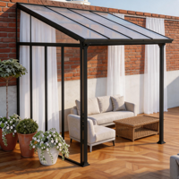 Pérgola de aluminio estilo adosado de 3x3x2.5m, tipo gazebo resistente con techo de policarbonato hueco de 6mm