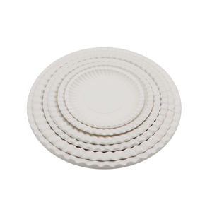 Plato redondo <span class=keywords><strong>de</strong></span> pulpa <span class=keywords><strong>de</strong></span> bagazo Natural <span class=keywords><strong>de</strong></span> 6 pulgadas con diseño <span class=keywords><strong>de</strong></span> flores en relieve compostable biodegradable para ocasiones <span class=keywords><strong>de</strong></span> fiesta - Product Image 1