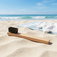 Brosse de nettoyage manuelle portable en bambou naturel, poils de laine de cheval de qualité supérieure, 15 cm et 20 cm, pour le sable, le cuir et les vêtements