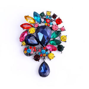 Noiva do casamento do vintage Big Blue Crystal Drop Colorido Rhinestone encantador Teardrop <span class=keywords><strong>Brooch</strong></span> buquê flor para a mulher - Product Image 1
