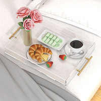 Plateau en acrylique de luxe moderne en gros avec poignées dorées, couleur personnalisable, présentoir alimentaire sur mesure, durable, facile à nettoyer, multifonction