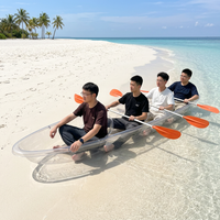 Kayak transparent en PC pour 4 personnes, kayak en cristal, fond transparent, bateau en PC avec pagaie pour les excursions et les visites de la plage
