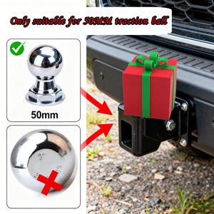Christmas <b>Gift</b> <b>Box</b> Trailer Ball Cover Plastic Decorative Hitch Mount <b>Red</b> Green Ribbon Holiday Style - Product Image 5