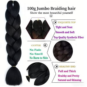 Extensions de cheveux synthétiques Yaki Jumbo Braids de 48 pouces, 100g, en fibre haute température, douces et durables pour usage quotidien - Vente en gros - Product Image 4