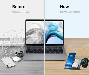 Oem ba trong một sạc không dây điện thoại di động Phụ kiện đồng hồ báo thức sạc chủ Dock với kỹ thuật số LED Đồng Hồ - Product Image 6