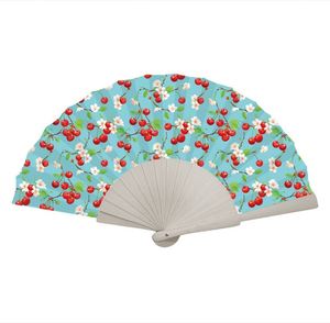 Craft Advertising Promotion Wooden Handheld Portable Folding Fan Flower Animal Angel Painting Design 33cm Souvenir for Home - Product Image 2