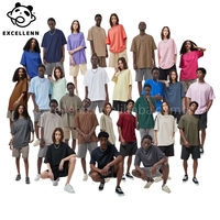 Kaos Pria Ukuran Besar Vintage O-Neck Lengan Pendek Longgar 230g Katun Murni Benang Ganda Antibakteri Bernapas Polos