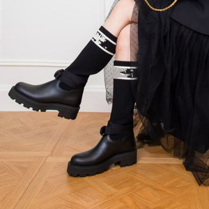 Genuine Leather Chelsea <b>Boots</b> Ankle Round Toe Buckle Strap Solid Color Anti-Slippery Rubber Outsole All Seasons - Product Image 4