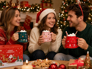 Christmas Ceramic Mug Hot <b>Gift</b> Home Decoration Merry Christmas Mug <b>Gift</b> Set with Lid and Spoon - Product Image 6