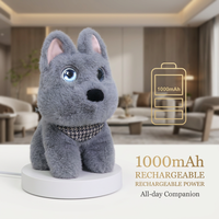 Robot interactif IA personnalisable en peluche chien Westie gris, compatible ChatGPT, 60+ langues, mignon, éducatif, pour enfants, unisexe, émotionnel et social