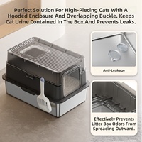 Bac à litière pour chat entièrement fermé en acier inoxydable, toilette pour chat anti-éclaboussures, bac à litière spacieux, Chine