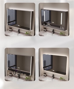 Light luxury rock slab ceramic seamless basin intelligent lighting <b>mirror</b> <b>wall</b> mounted bathroom cabinet - Product Image 5