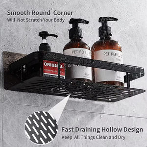 Étagère murale de salle de bain adhésive de luxe avec support de boule de douche, support de rangement organisé pour salle de bain et toilettes - Product Image 5