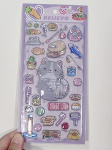 3D dập nổi Puffy phim hoạt hình động vật hoa anh đào thân thiện với môi tự dính không thấm nước PVC nhà trang trí dán - Product Image 1