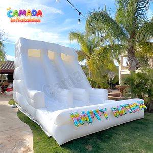 Tobogán Acuático Inflable Comercial Blanco <span class=keywords><strong>para</strong></span> Niños y Adultos, Castillo Hinchable <span class=keywords><strong>con</strong></span> Tobogán Acuático, <span class=keywords><strong>Piscina</strong></span> de Pelotas Blanca - Product Image 2