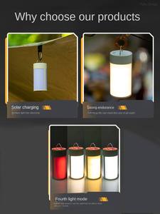 Lampe de camping solaire étanche d'extérieur - Portable, rechargeable, indice de protection IP65, LED à intensité variable, garantie de 2 ans pour les pannes de courant, la pêche - Product Image 5