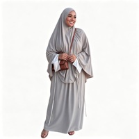 Ensemble Abaya Greige pour Femmes, Couleur Neutre, Vêtements Modestes, Vêtements Musulmans Islamiques, Longueur au Sol