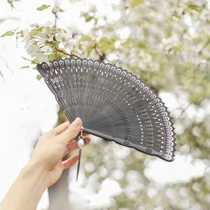 Fatingna verano estilo Retro 33cm pluma de pavo real abanico plegable Hanfu mujeres chino bambú Cheongsam impreso flor fiesta estilo - Product Image 2